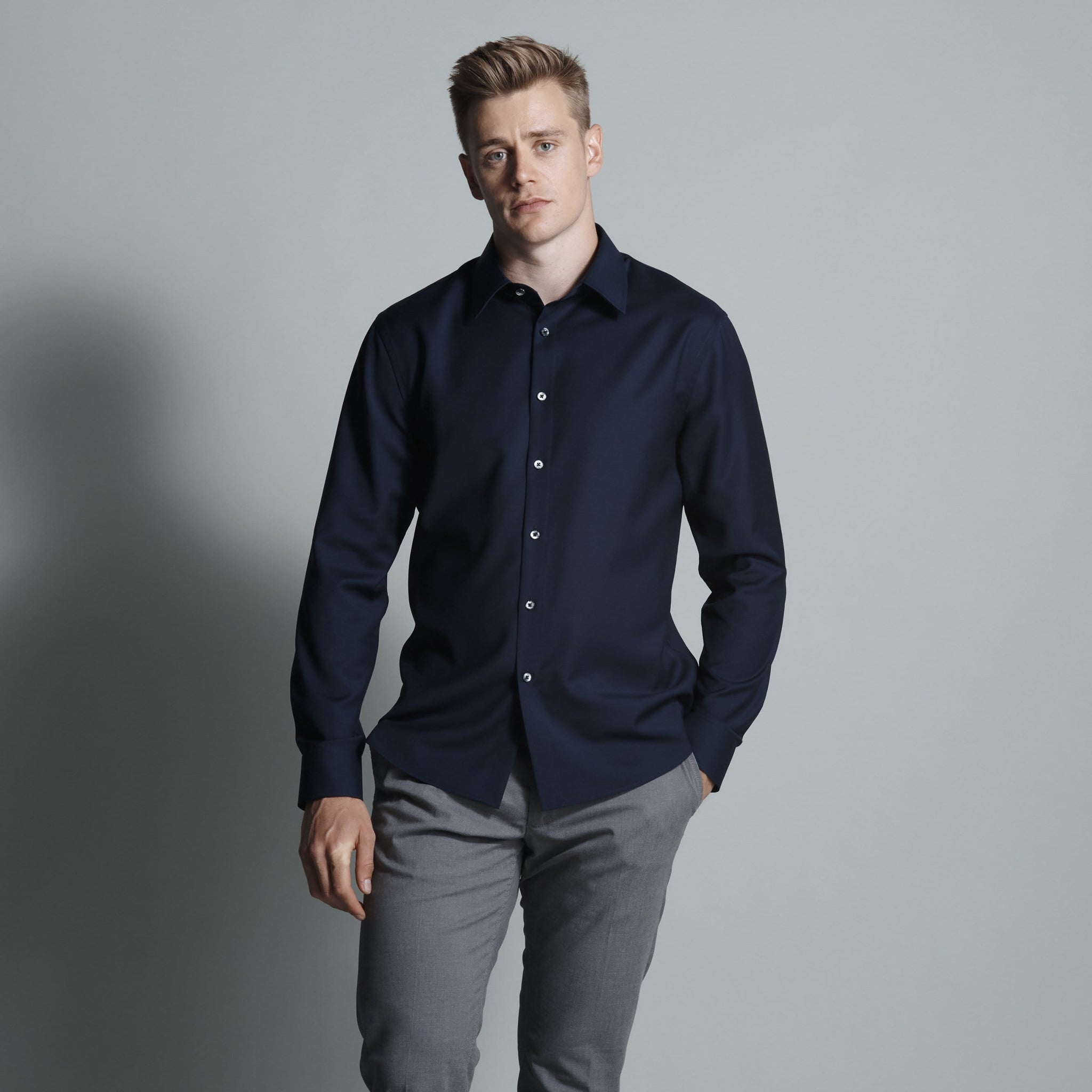 100% Merino Wool No-Pocket Dress Shirt | Lightweight