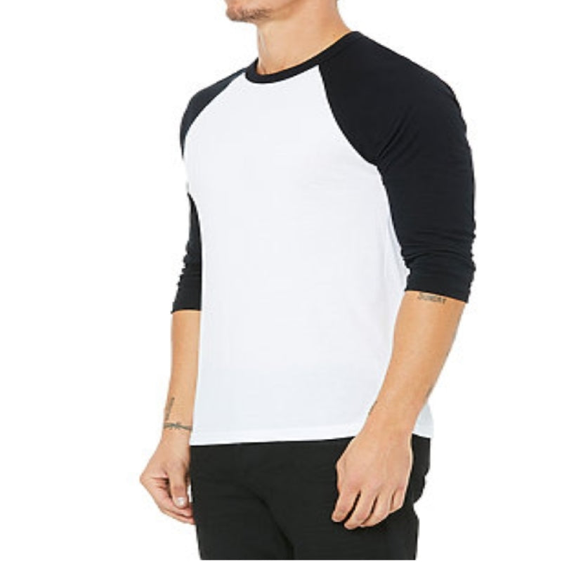 black and white baseball tee