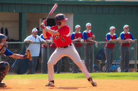 image of baseball player in red - slim wallet