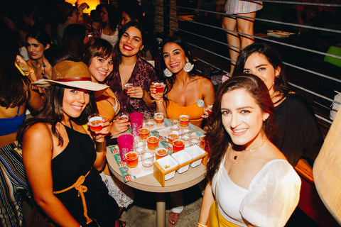 Image of group of girls during beer tasting at Ocean Lab