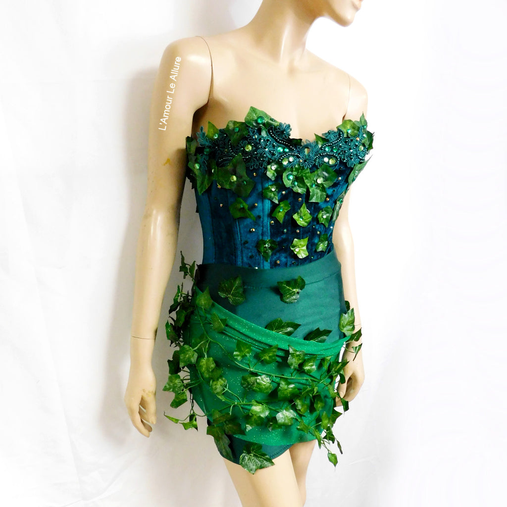 Mother Nature Poison Ivy Corset and Skirt Costume Rave Cosplay Hallowe ...