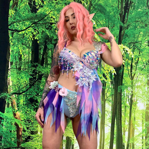 Iridescent Harness Bra, Holographic Bullet Bra, Cone Bra, Rainbow PVC,  Festival Fashion Top, Y2k Aesthetic, Pastelgoth Fairy Goth Rave 