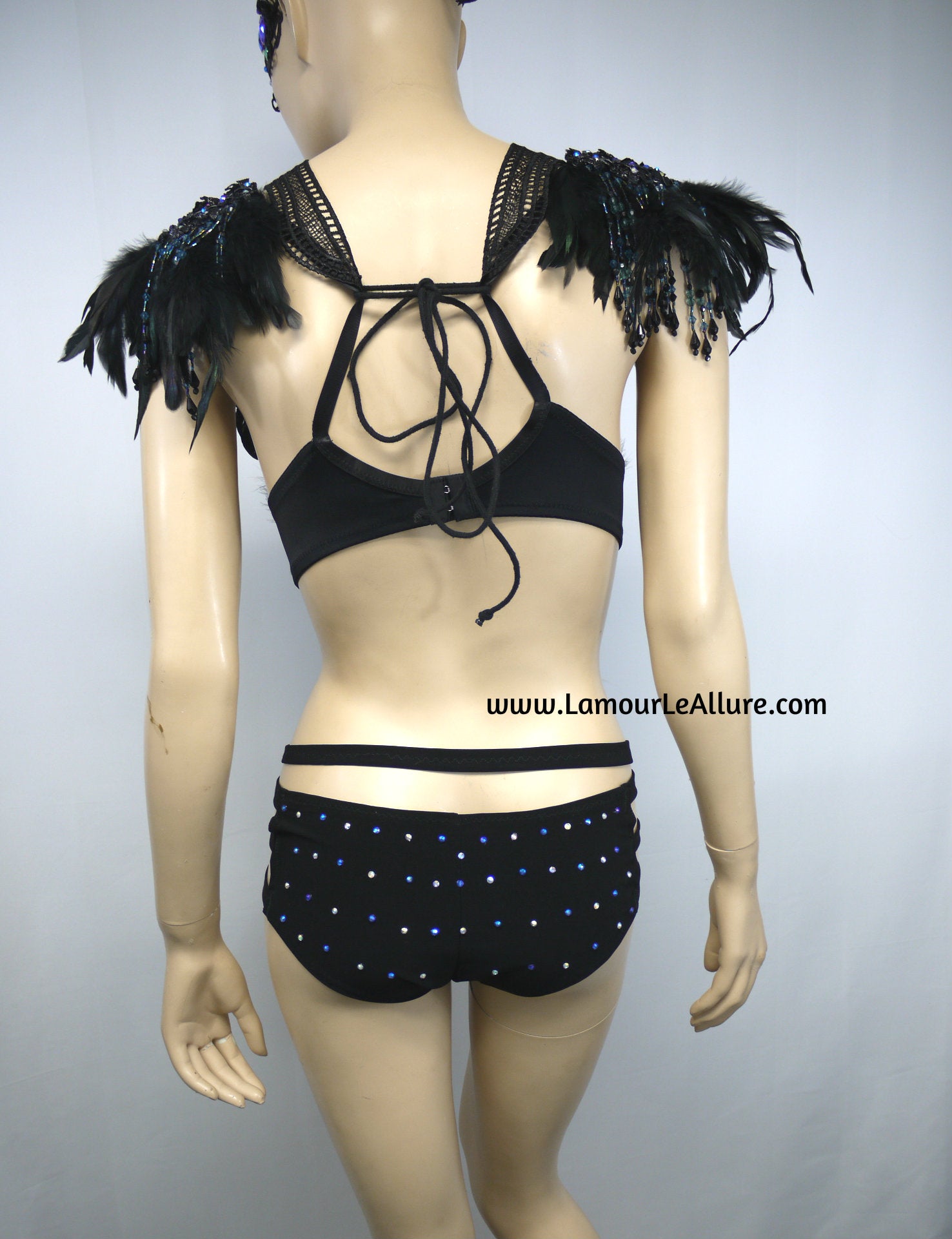 Dark Angel Fairy Costume Dance Rave Bra and Shorts Halloween