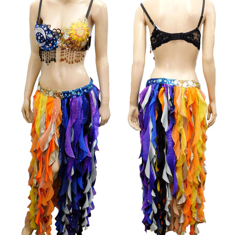 Galaxy Sun and Moon Rave Bra and Garter Belt Dance Halloween