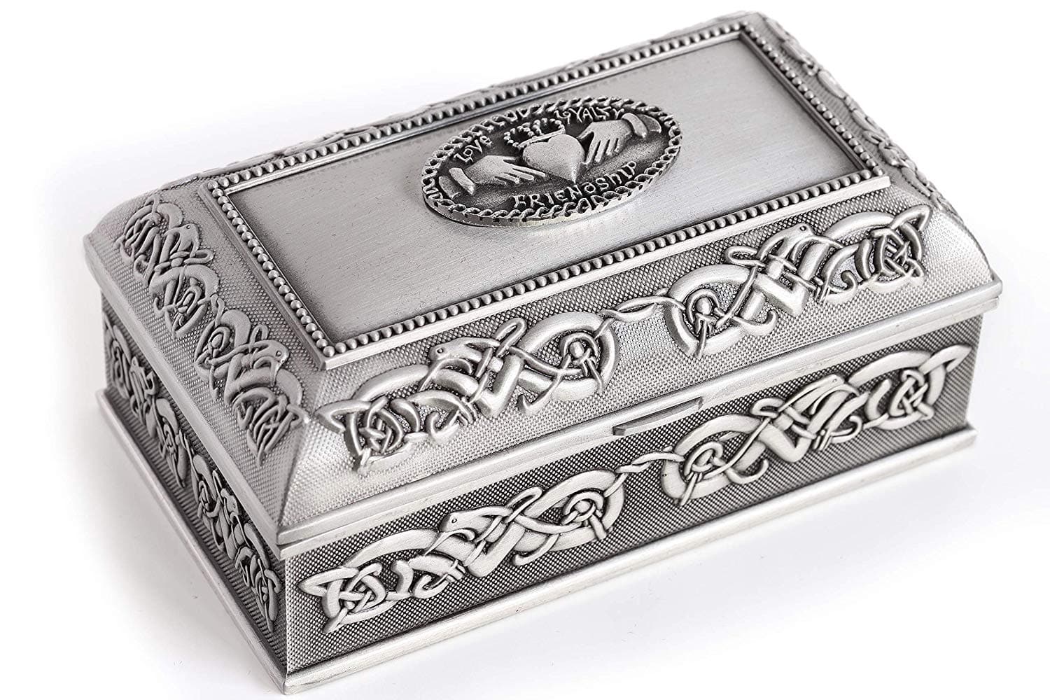 Claddagh Jewelry Box Square 3 Sizes Pewter Made in Ireland – Biddy ...