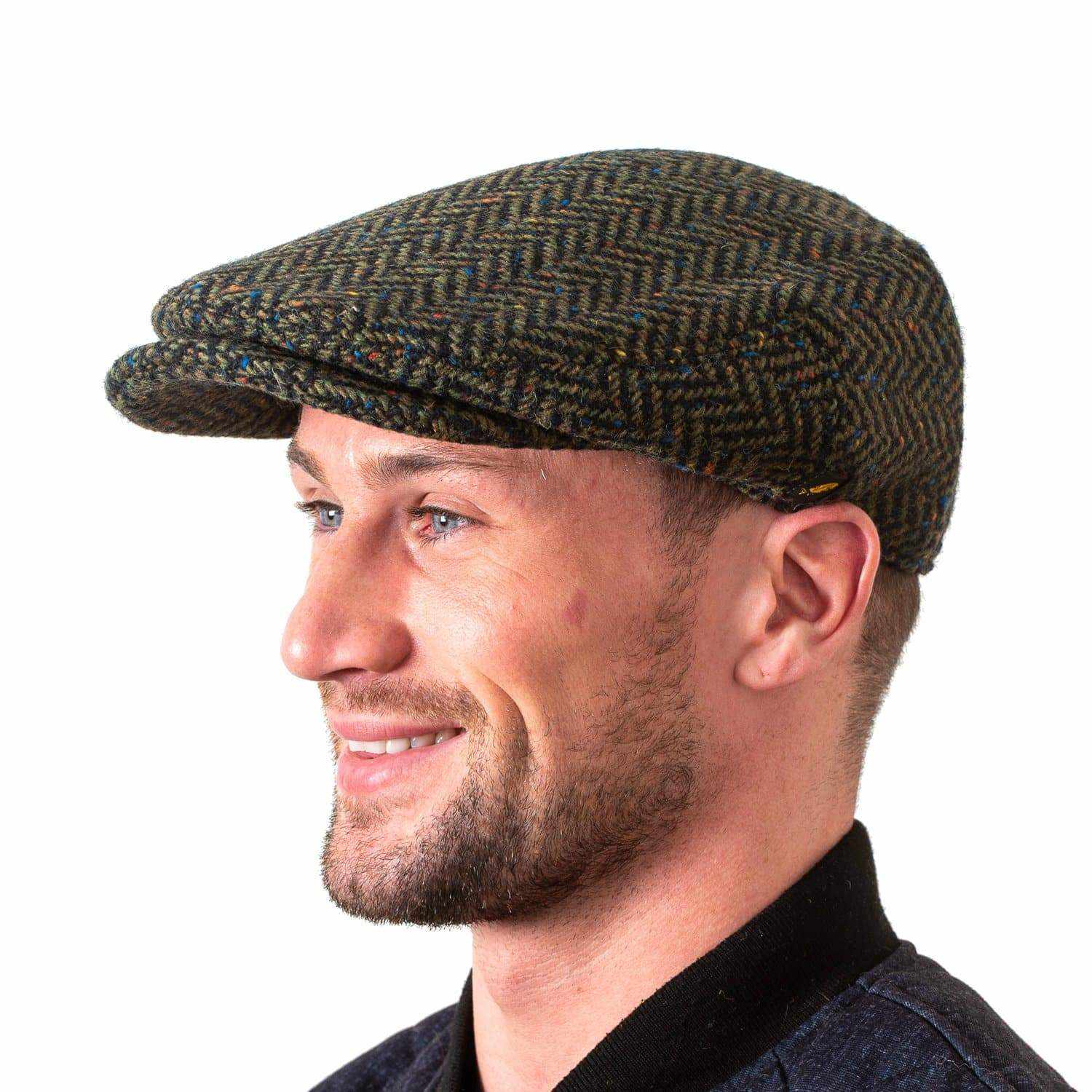 Irish Tweed Cap Made in Ireland Flat Cap with Curved Peak Style Slim L ...