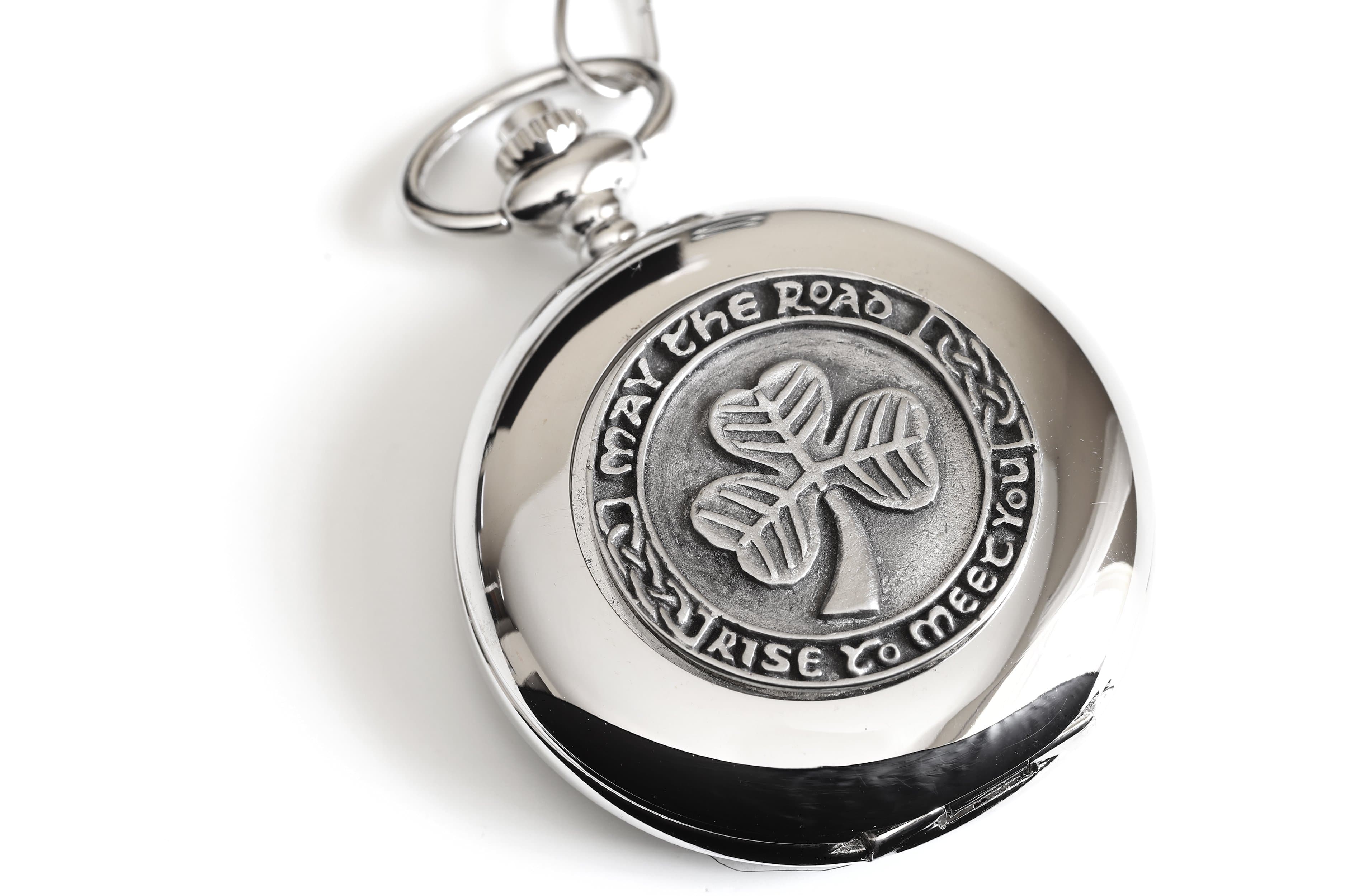 Celtic Pocket Watch Classic Style Shamrock Design Pewter Made in Irela ...