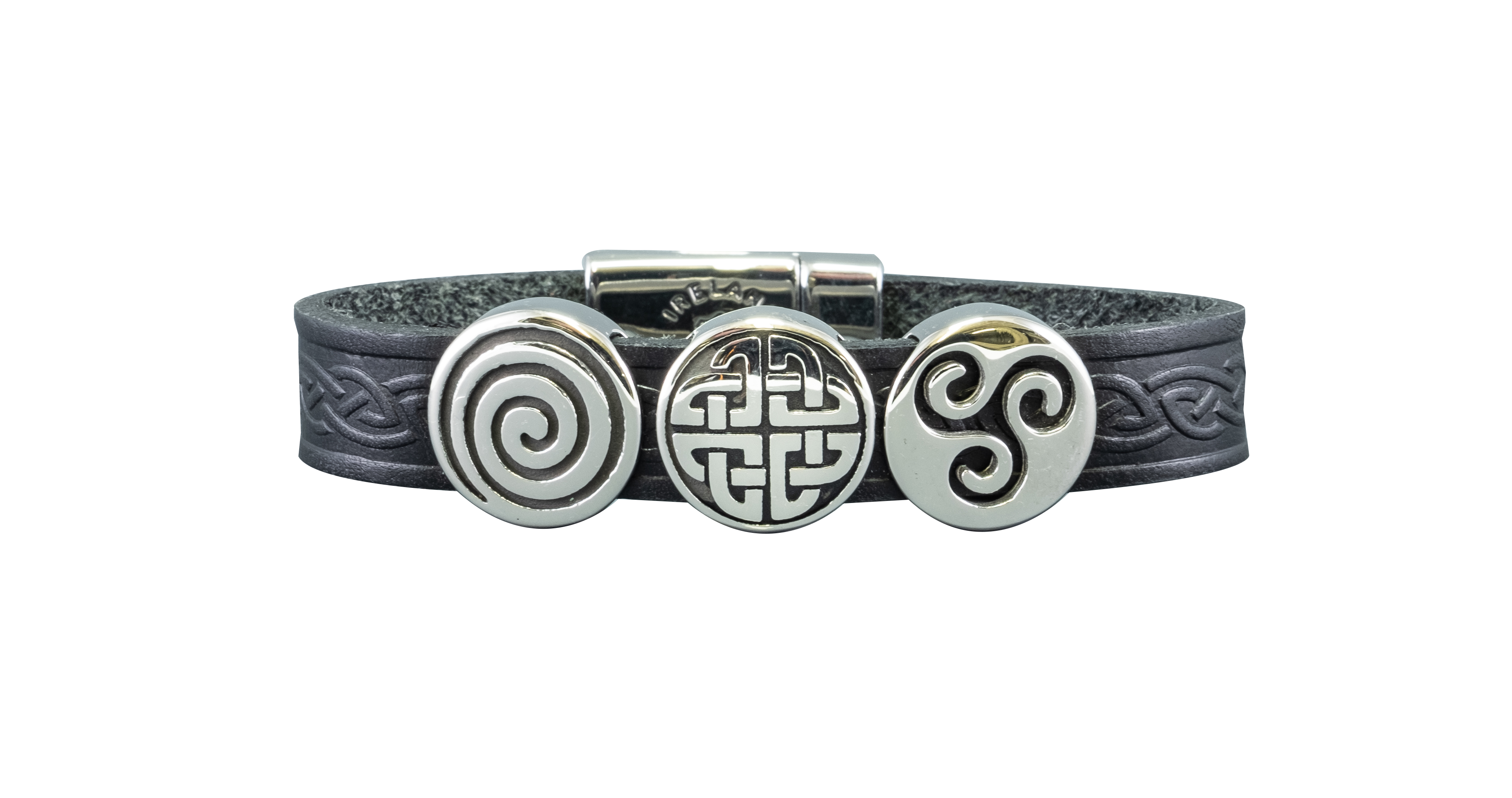 Irish Leather Bracelet Celtic Charms Made in Ireland | Biddy Murphy ...