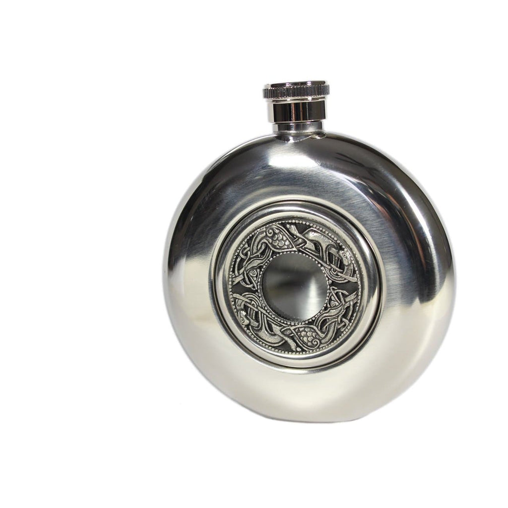 Whiskey Flask Celtic Pewter & Glass Center Irish Made | Biddy Murphy ...