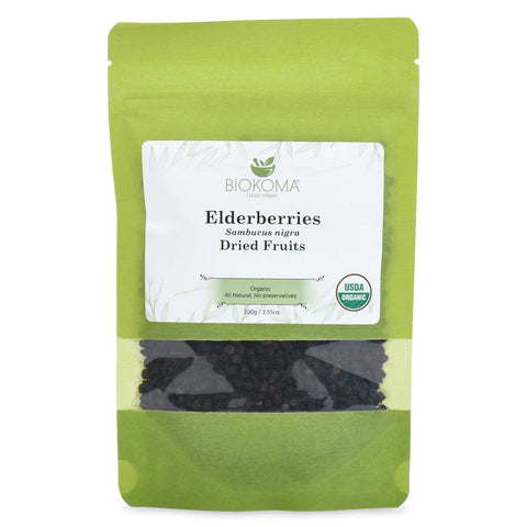 ELDERBERRIES (SAMBUCUS NIGRA) ORGANIC DRIED FRUITS 100G 3.55OZ