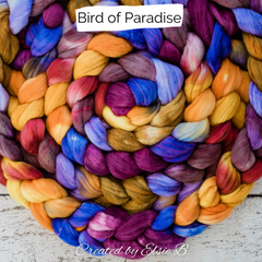 Bird of Paradise (shown here on Organic Polwarth/Silk) 