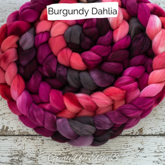 Burgundy Dahlia (shown here on Organic Polwarth) 