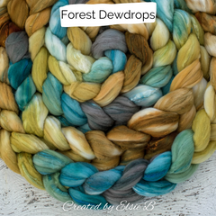 Forest Dewdrops on hand dyed wool