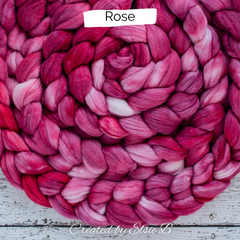 rose on organic polwarth silk