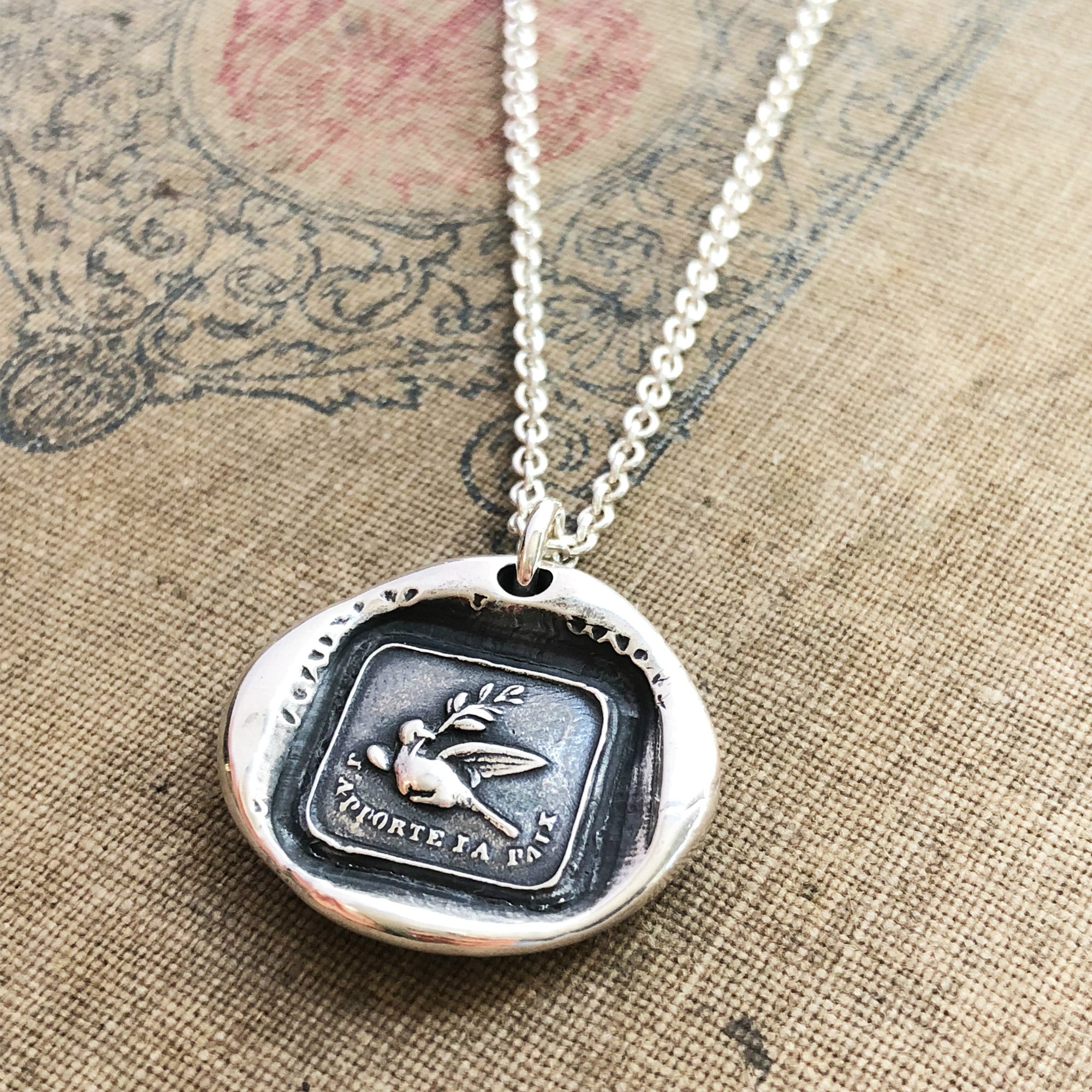 Peace Dove Wax Seal Necklace - Shannon Westmeyer Jewelry