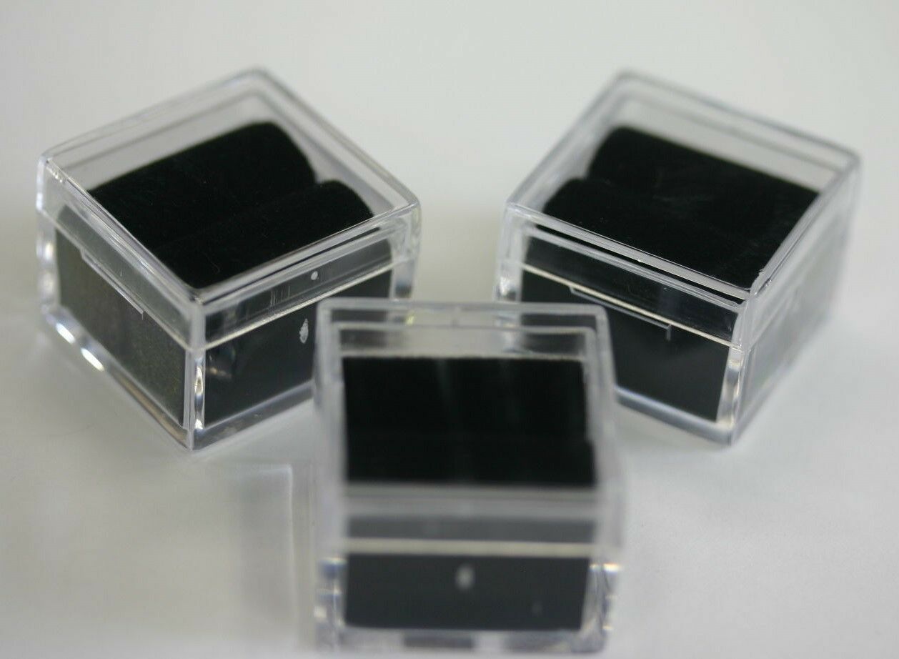 12 Acrylic Square Gem Jars Box Gemstones Black Foam 1