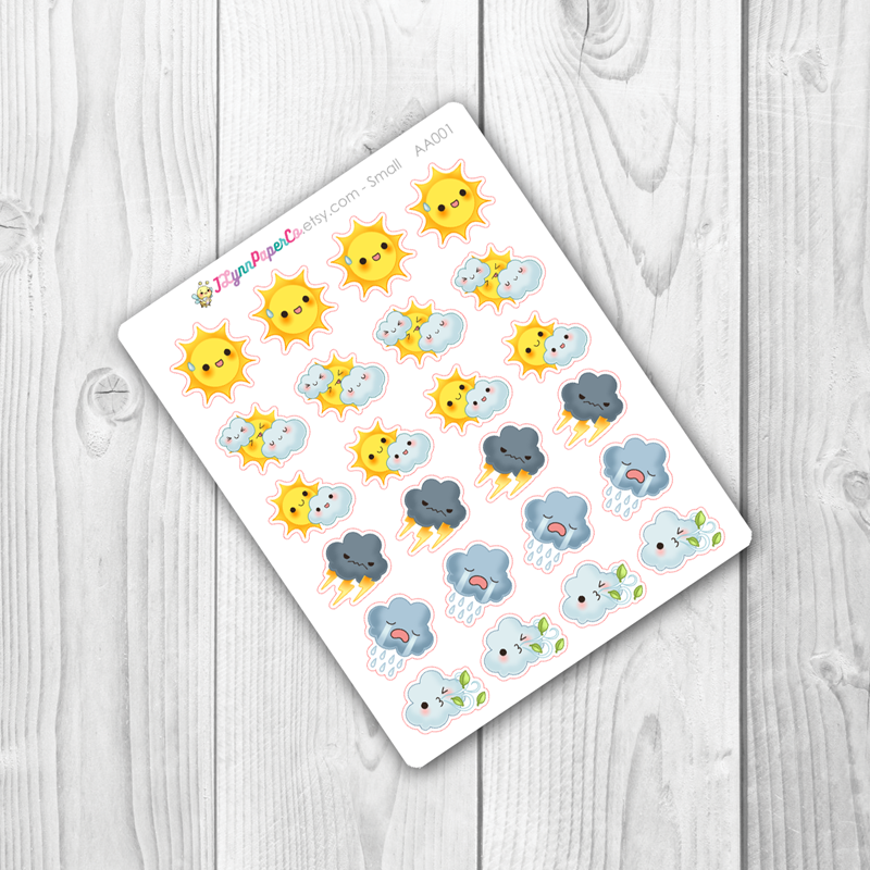 Download Kawaii Weather Stickers | AA001 - JLynnPaperCo