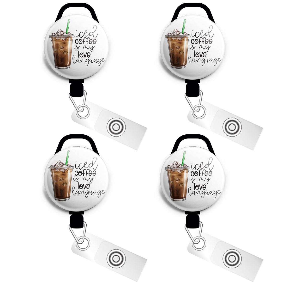 Coffee Drug ID Badge Reel • Coffee Espresso Badge Holder • Swapfinity Gator 4pk |Save 10% / Black