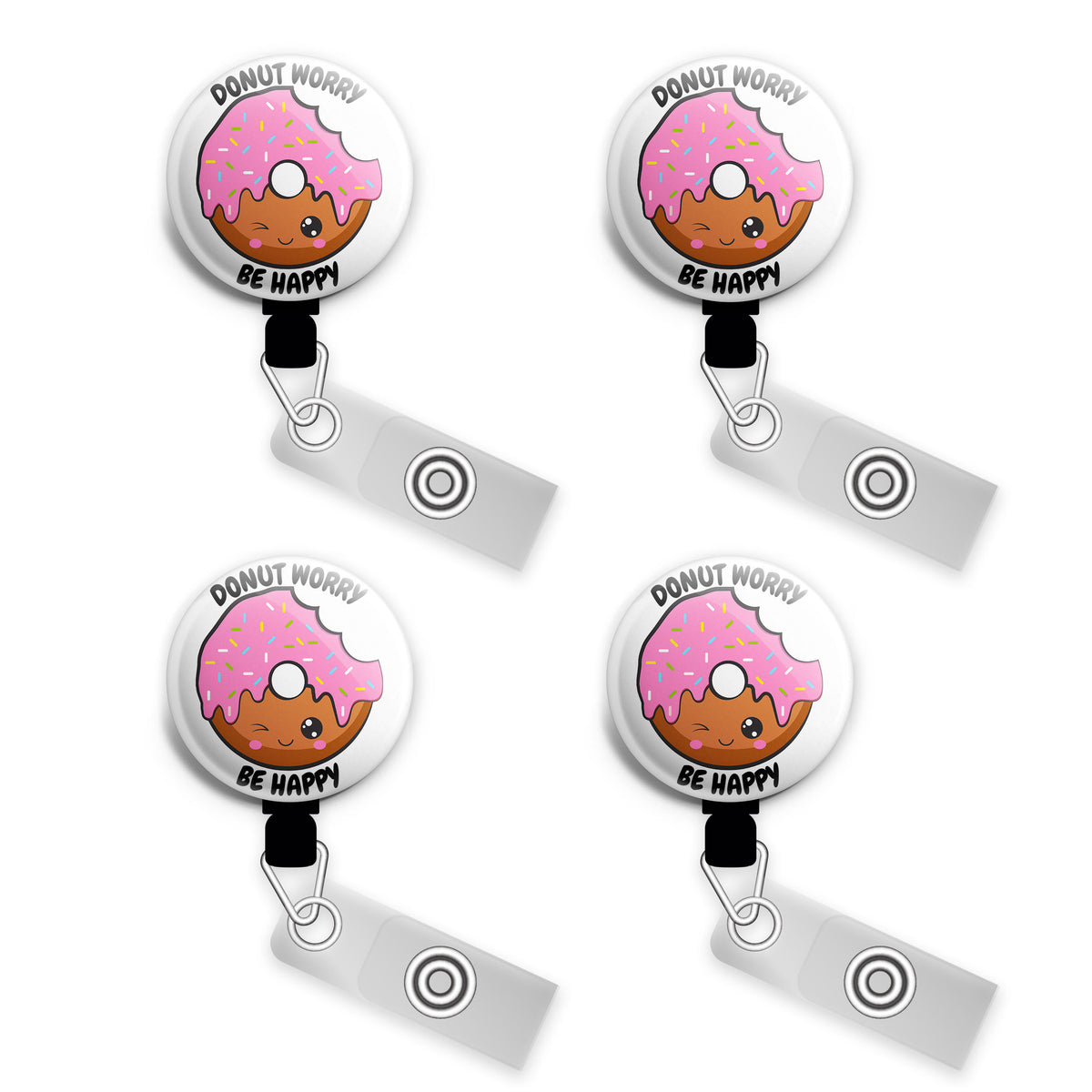 Just Working for the Weekend,chill Vibes Only , Happy Mind Happy Life 4-pc  Exchangeable Retractable Reel ID Badge Holder U PICK REEL 