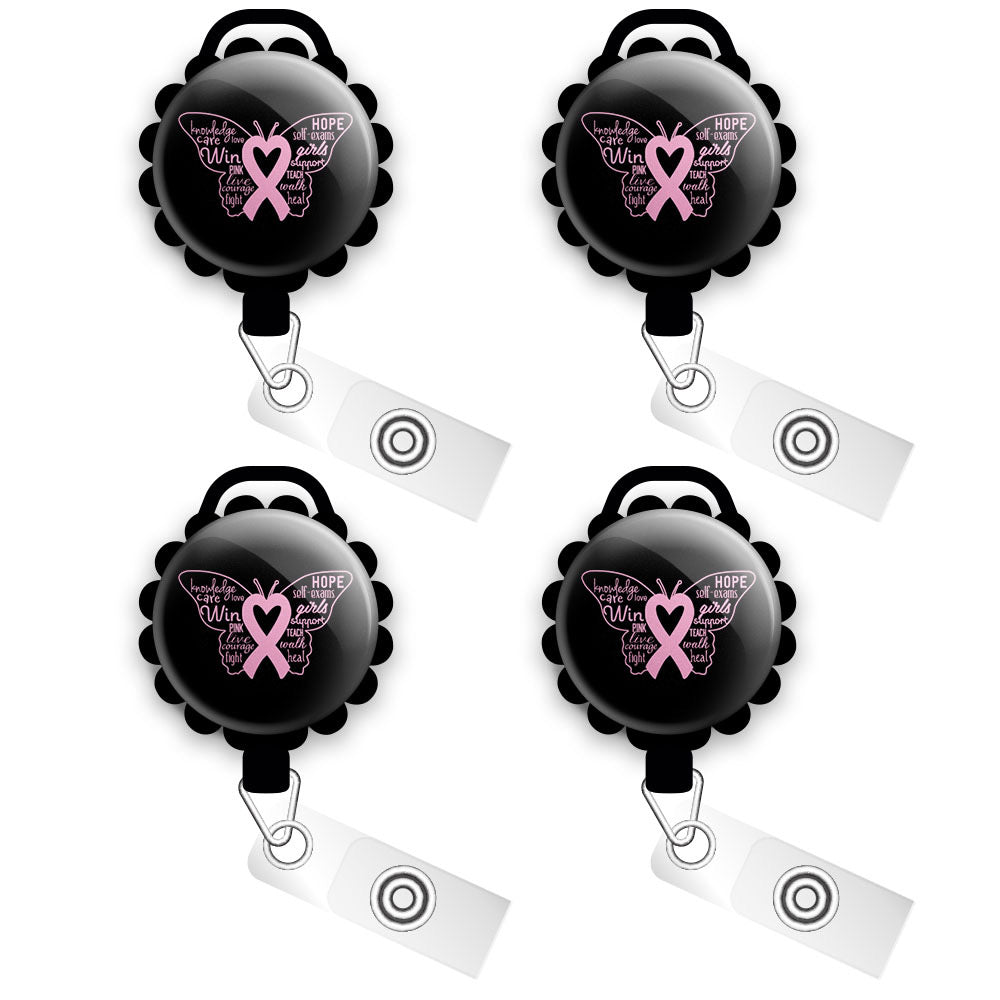 Circle Of Support Pink Ribbon Retractable ID Badge Reel • Breast Cance -  Topperswap