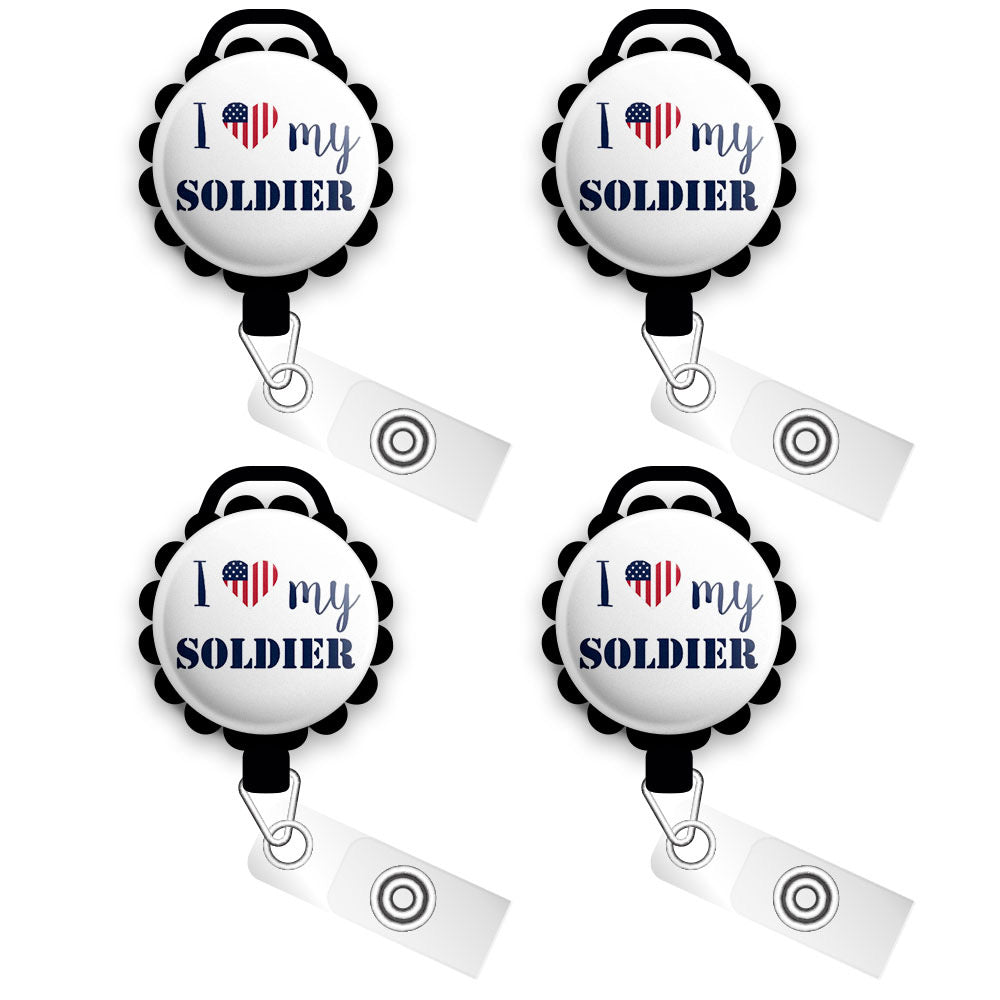 I Love My Airman Retractable ID Badge Reel • Proud Airforce Wife • ID Badge Holder • Swapfinity