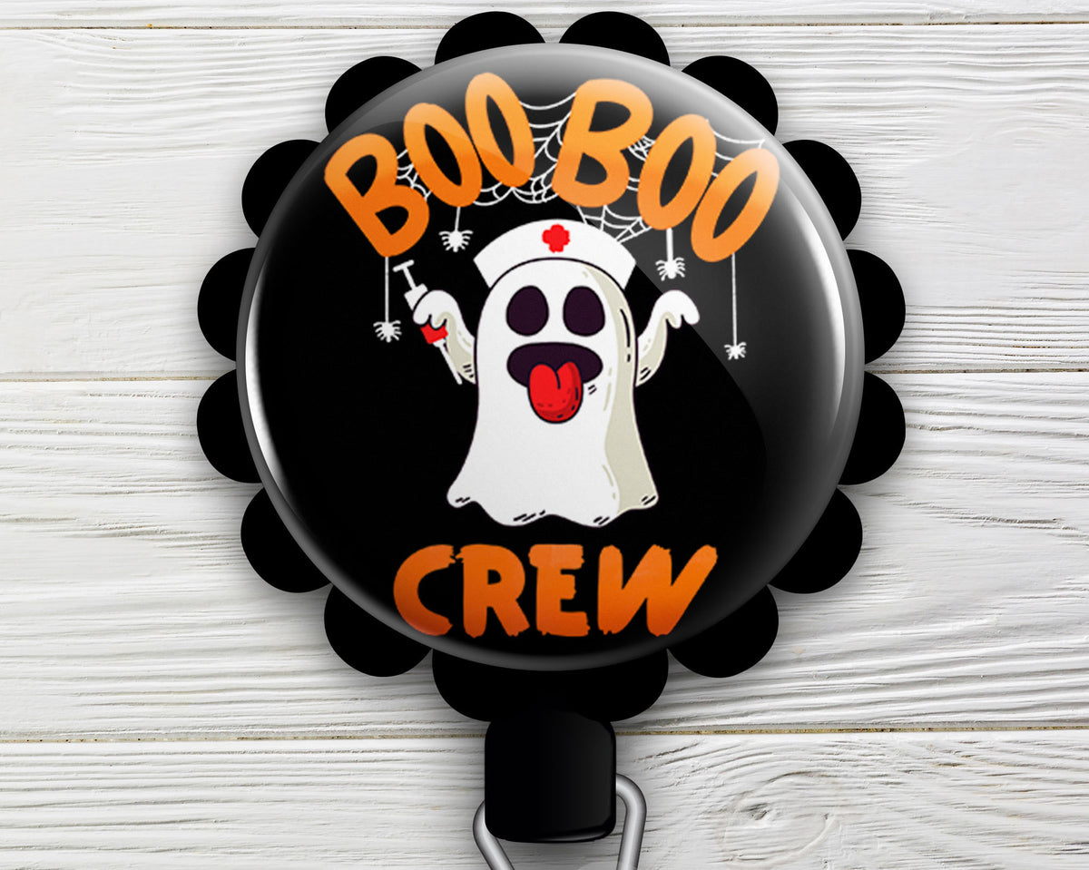 Boo Ghost Badge Reel Halloween ID Holder Funny Retractable Nurse