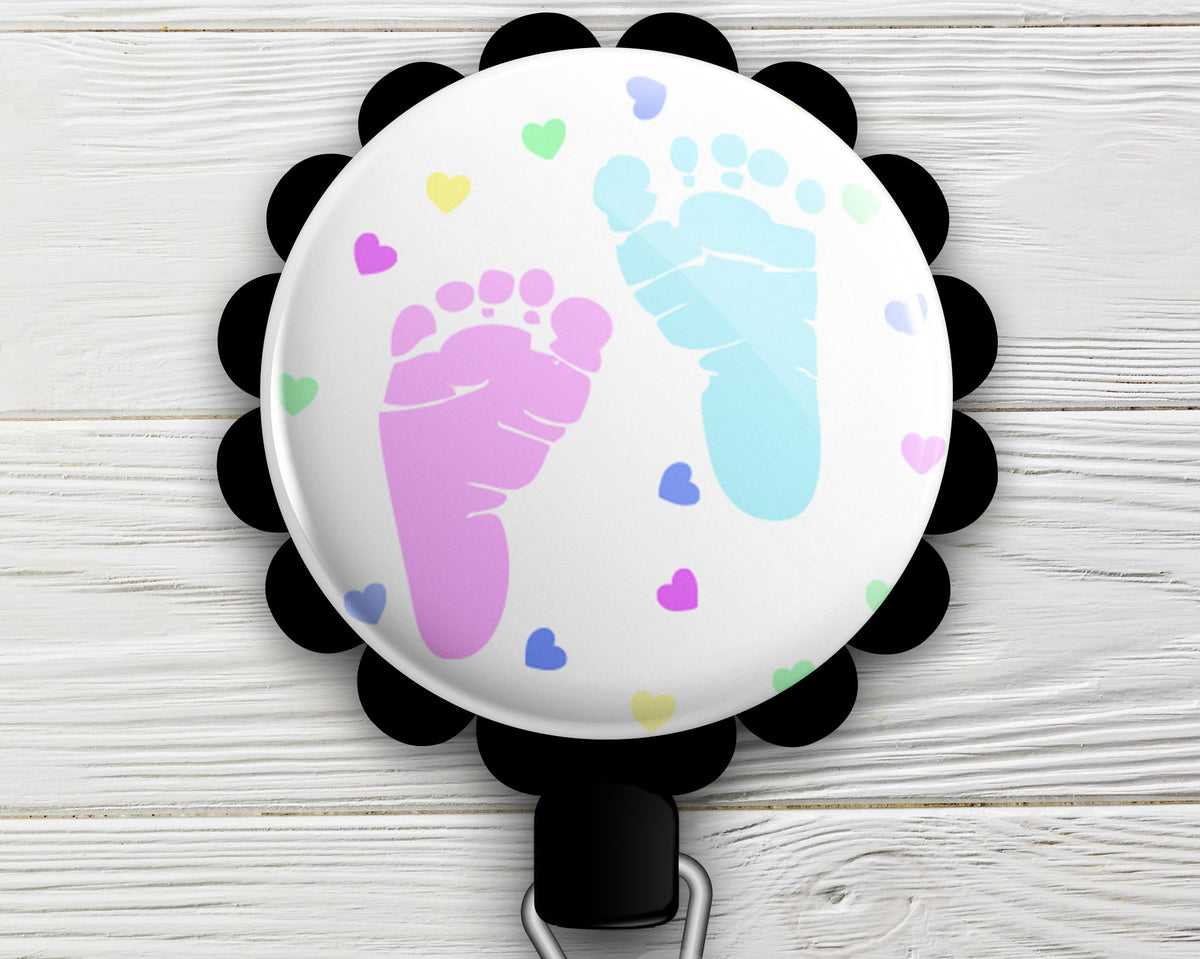 Cute Baby Feet Neonatal Retractable ID Badge Reel OB, Nicu, L&D, Labor and Delivery Gift, ID Badge Holder • Swapfinity