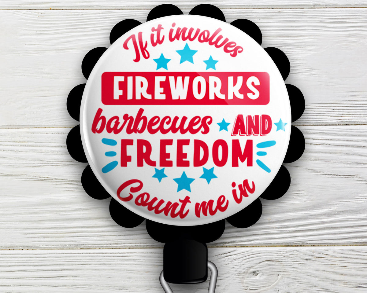 Free to Sparkle Retractable ID Badge Reel • Patriotic 4th of July, Ind -  Topperswap