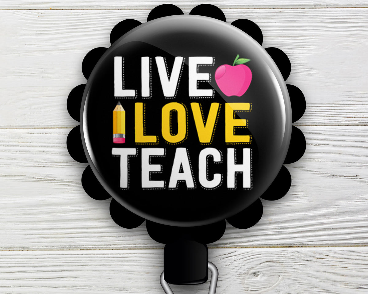 Teacher LOVE Retractable ID Badge Reel • Gift For Teacher, Teacher