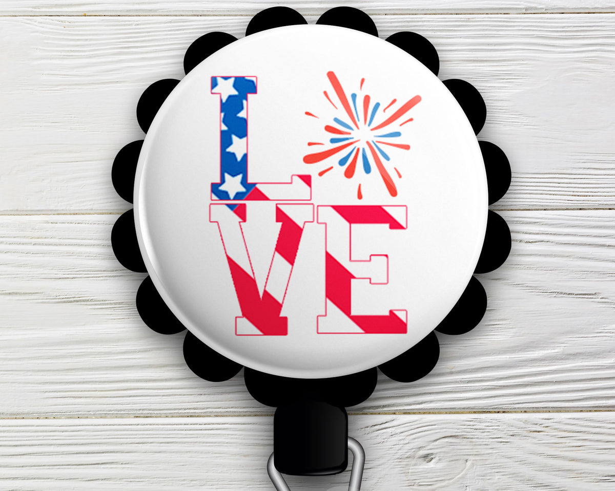God Bless the USA America Badge Reel ID Holder Retractable Id
