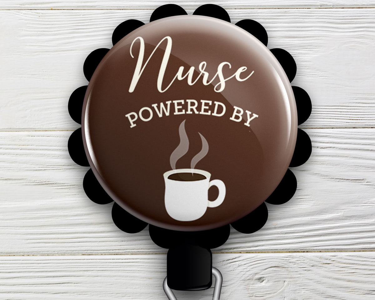 Coffee EKG Retractable ID Badge Reel • Funny Nurse, RN, CNA, MD