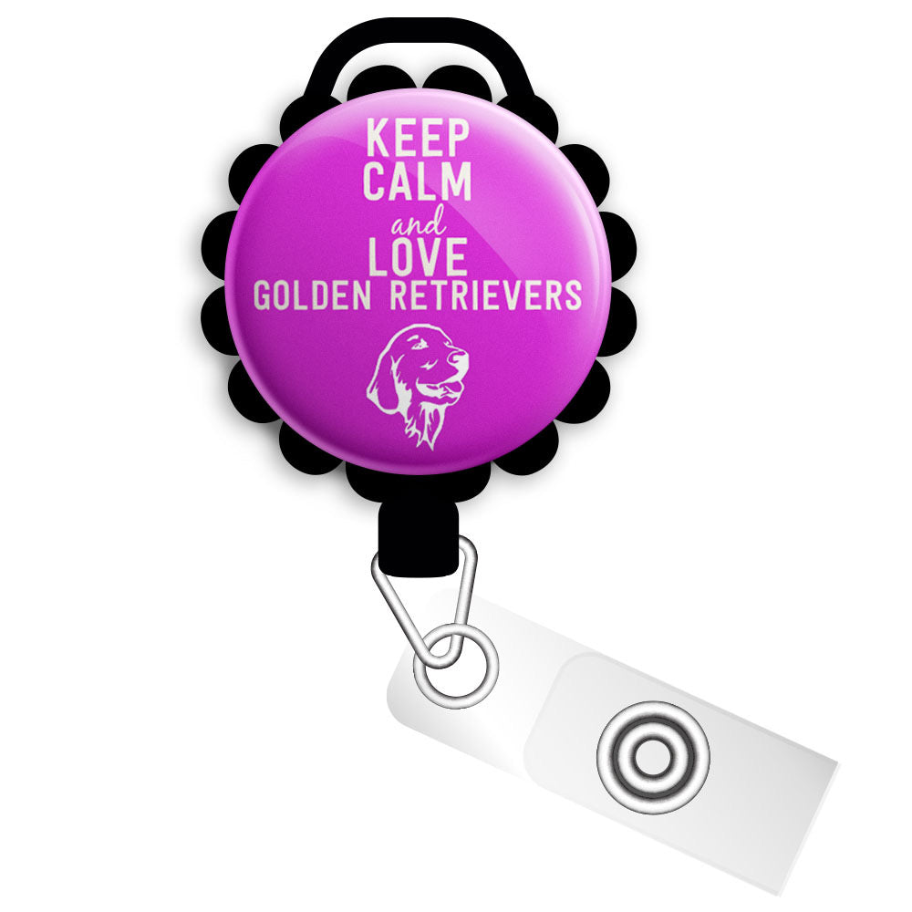 I Heart My Golden Retriever Retractable ID Badge Reel • Golden