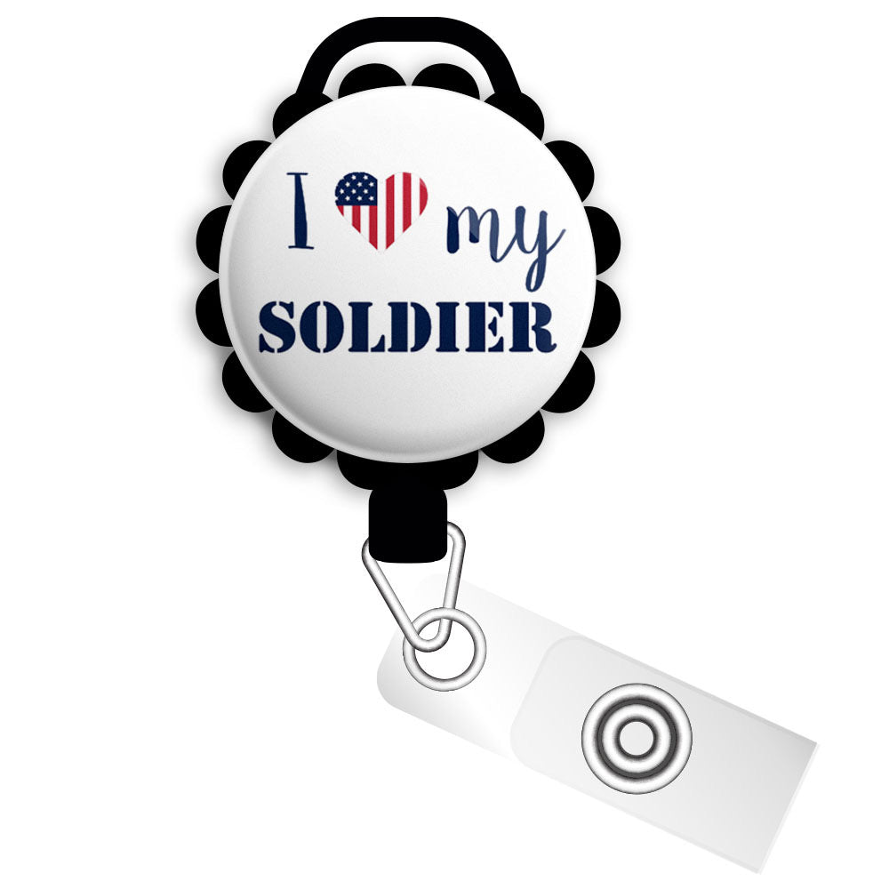 I Love My Airman Retractable ID Badge Reel • Proud Airforce Wife • ID Badge Holder • Swapfinity