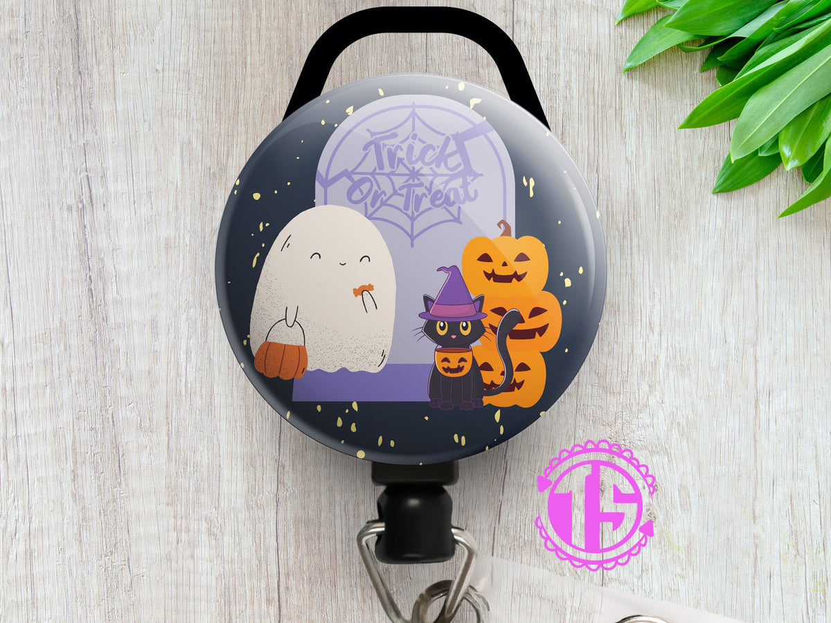 Scaredy Cat Retractable ID Badge Reel • Halloween Funny Badge Holder •  Swapfinity