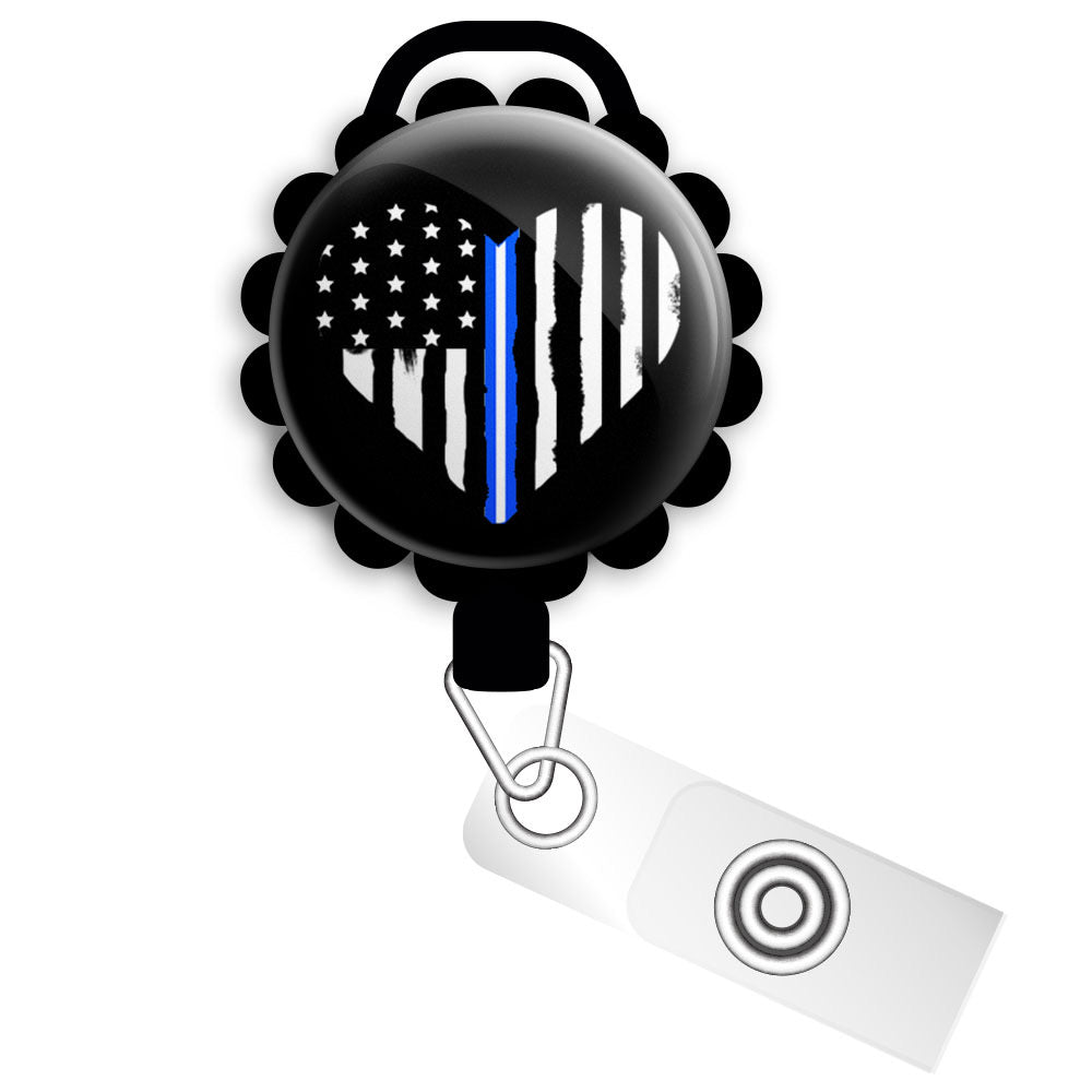 Thin White Line Symbolic Heart Retractable ID Badge Reel • Paramedic G -  Topperswap