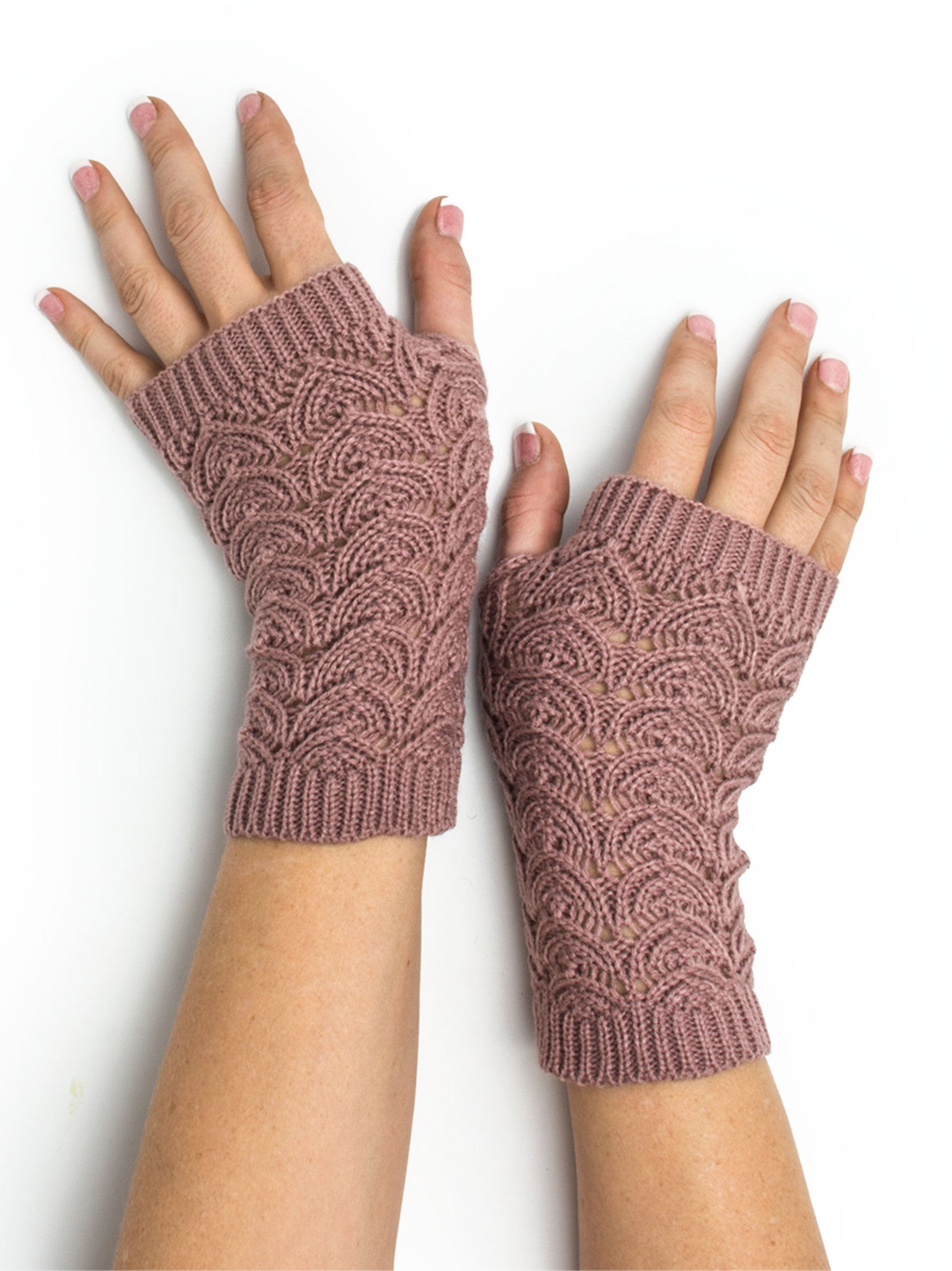 Maeve Scallop Open Lace Crochet Pattern Fingerless Gloves / Armwarmers