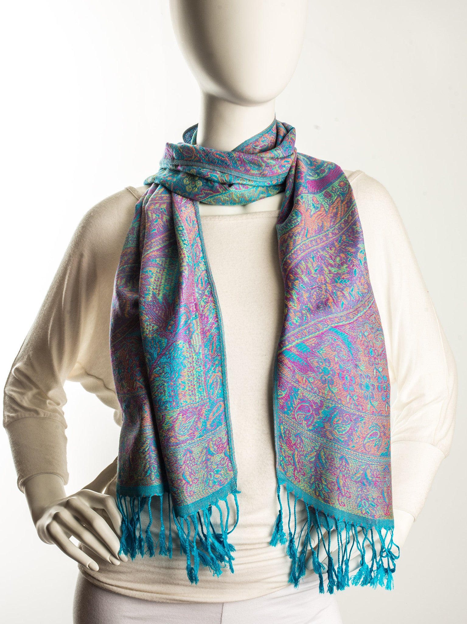 Rajana Scarf, Pashmina Indian Paisley Traditional Jacquard Scarf ...