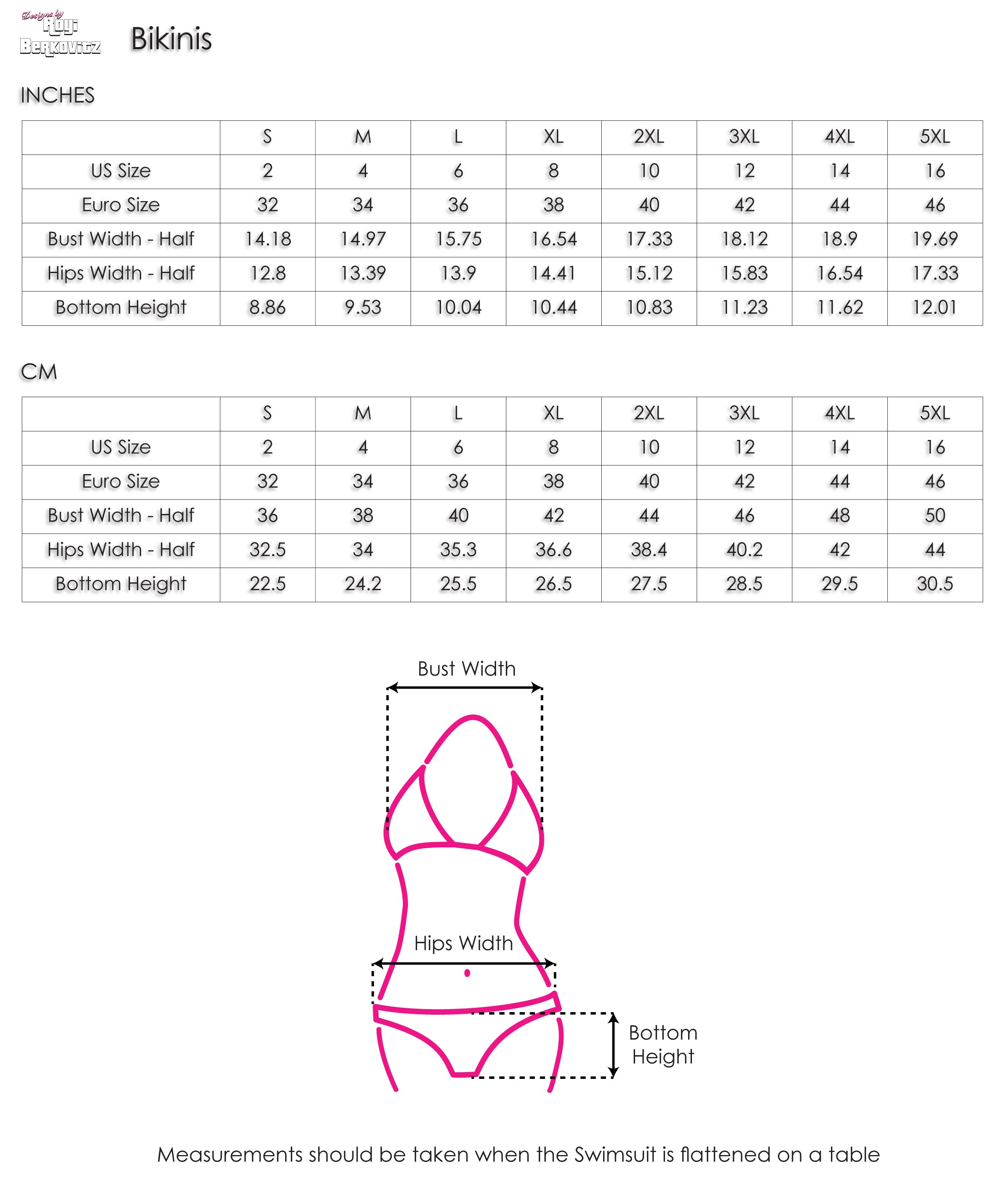 Size Chart - Bikinis | Designs by Royi .B.