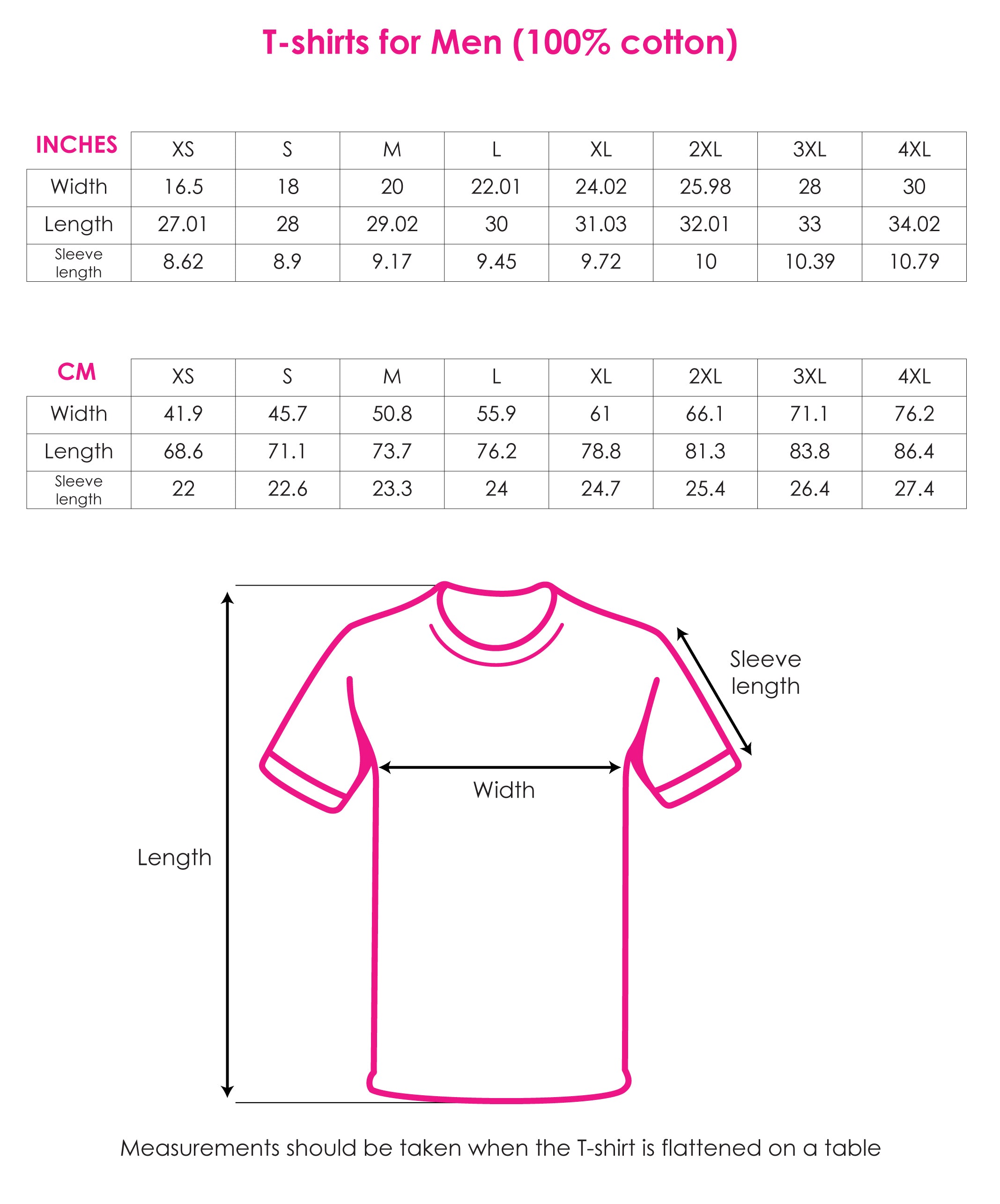 T-shirt for Men | 100% Cotton | Size Chart | Designs by Royi Berkovitz