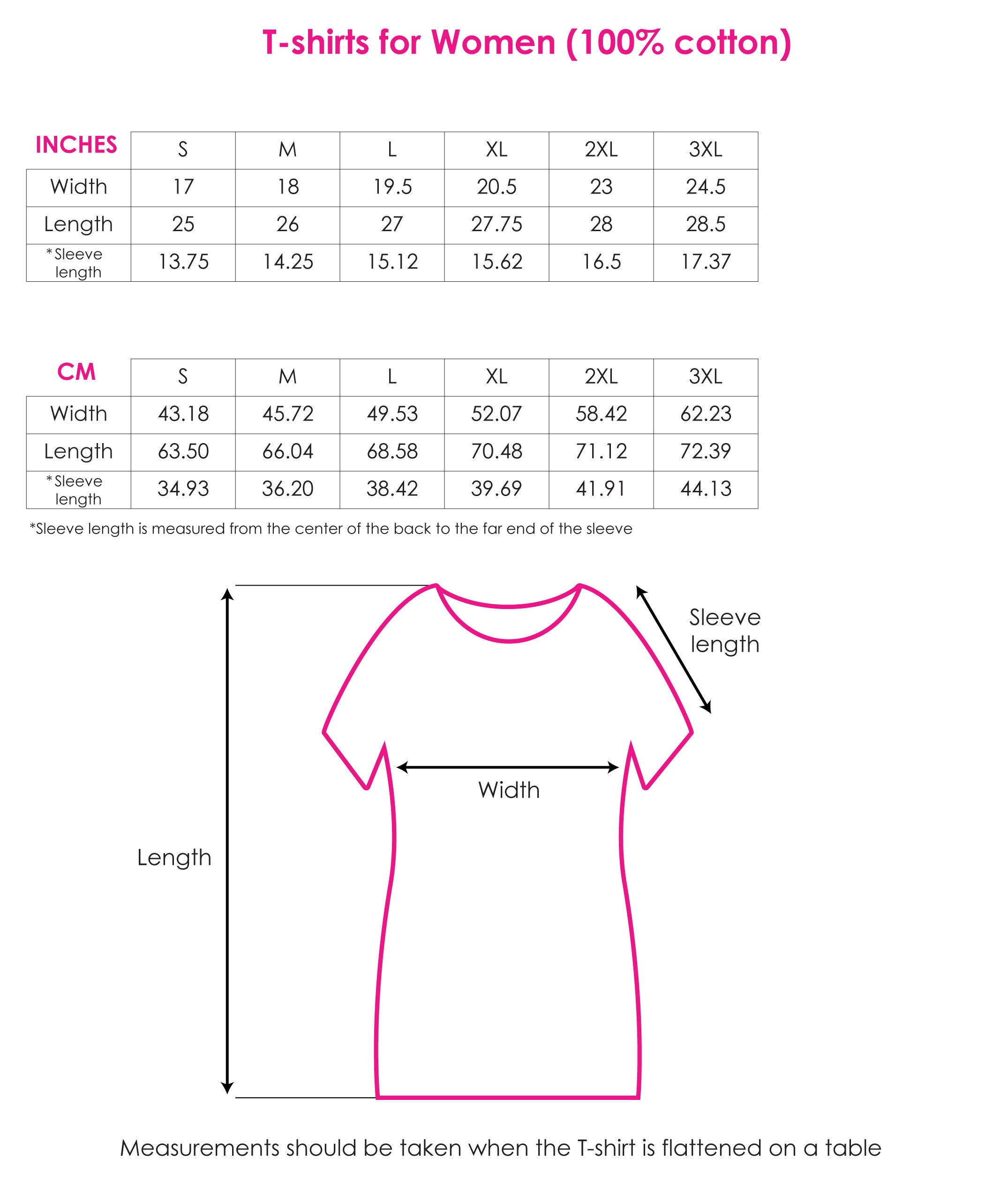 T-shirt for Women | 100% Cotton | Size Chart | Designs by Royi Berkovitz