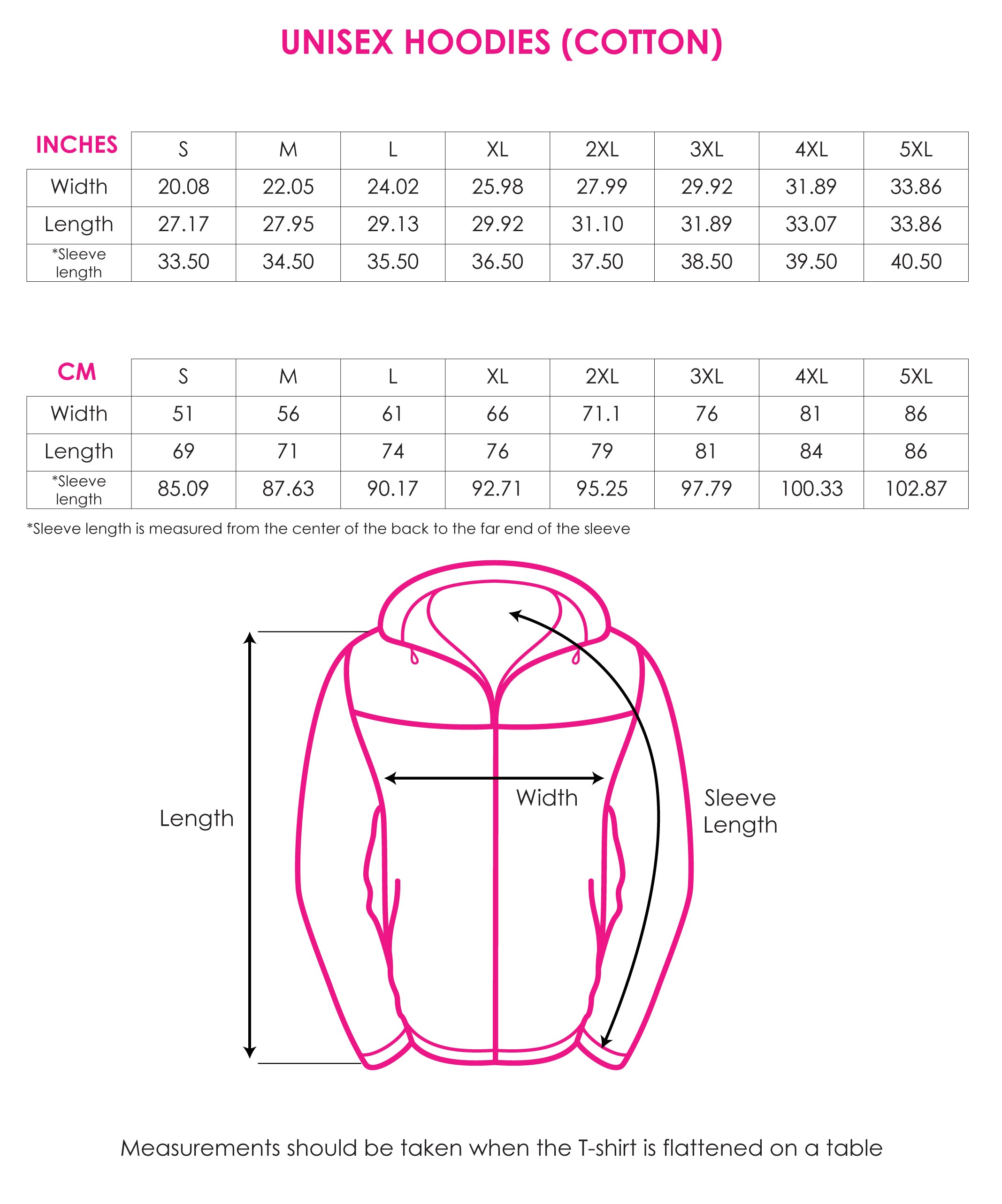 Hoodies | 100% Cotton | Size Chart | Designs by Royi Berkovitz