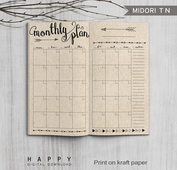 Printable Traveler's Notebook Monthly Insert - Regular TN ...