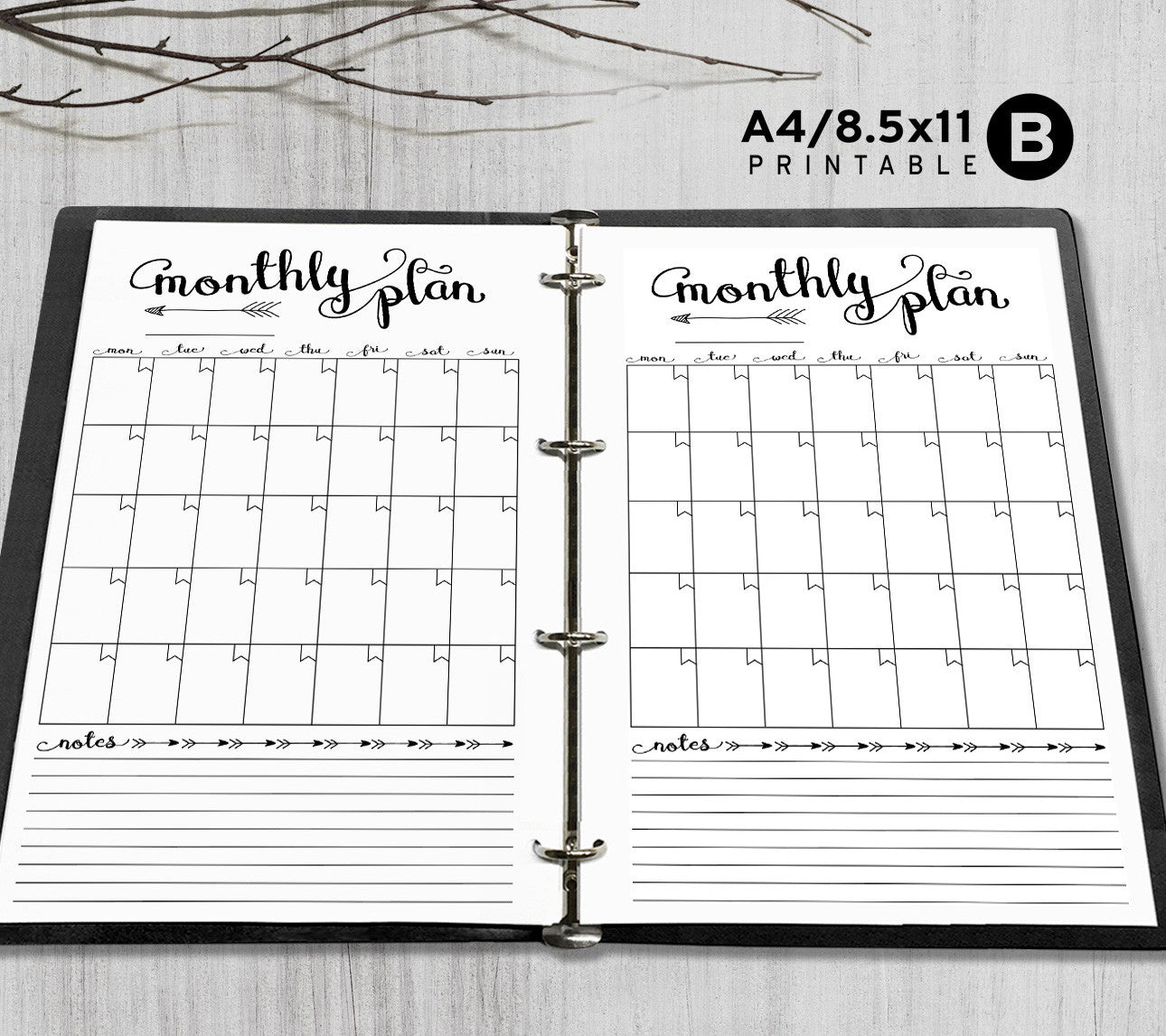 Printable A4 Letter Monthly Planner Inserts A4 Letter Binder