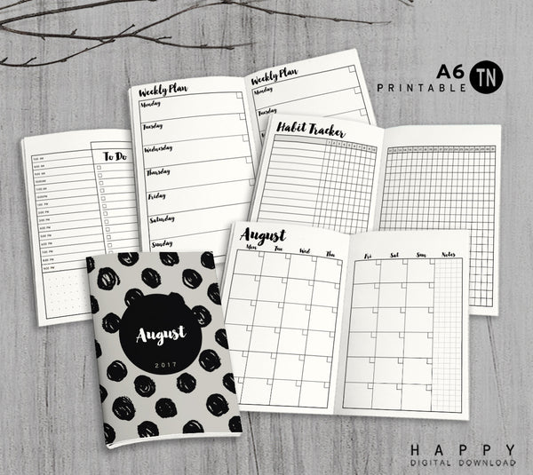 6 size x 6 actual A6   TN Monthly Notebook Travelers Printable Insert