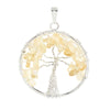 Citrine Crystal Tree of Life Silver Pendant(Round)