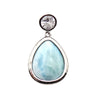 Larimar Silver Tear Drop Pendant With Clear Crystal