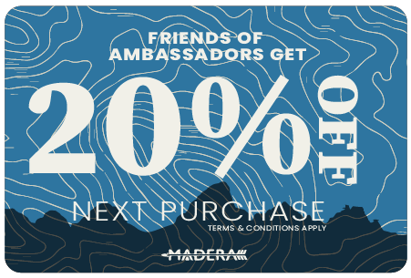 Madera Outdoor Brand Ambassador materials to hand out to friends