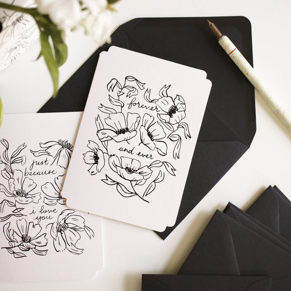 linework floral forever and ever card