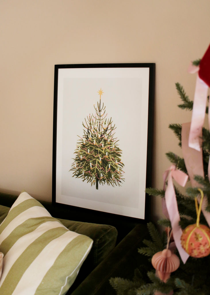 a large, A2 print of an illustrated christmas tree - perfect christmas wall art!