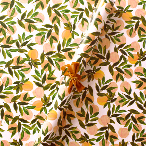 Peach patterned wrapping paper sheets